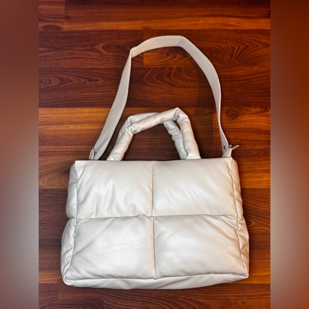 White Quilted Puffer Tote Bag